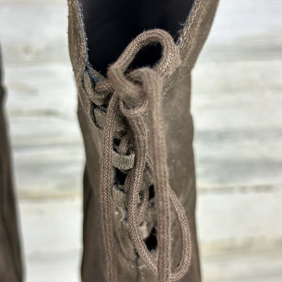 Aldo Womens 7 Gray Suede Leather Over The Knee Lace Back Zip Heeled Boots - Picture 7 of 12